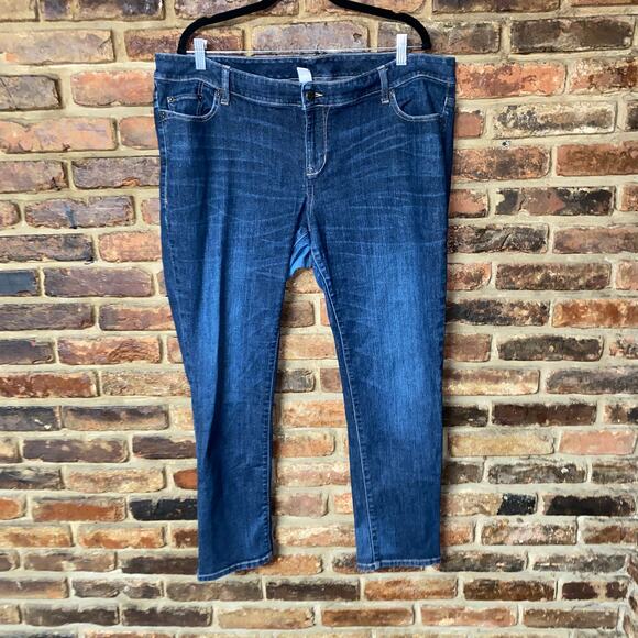 Old Navy Dark Wash Blue Denim Mid-Rise Skinny Jeans Women's Size 22 - Picture 1 of 6